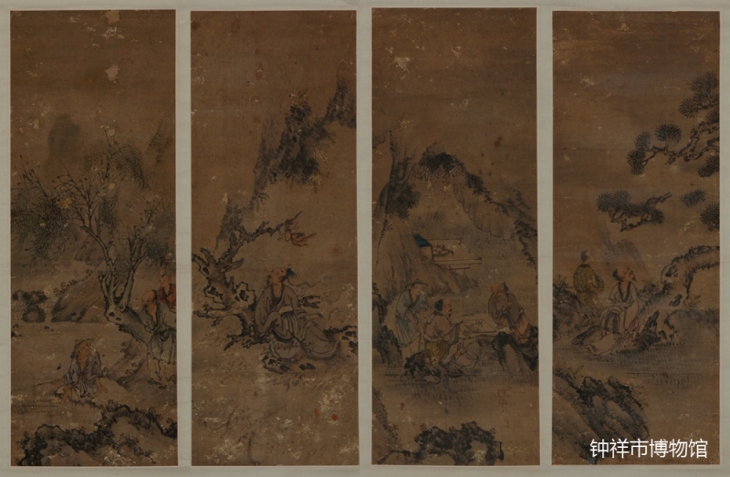 人物山水条屏 清